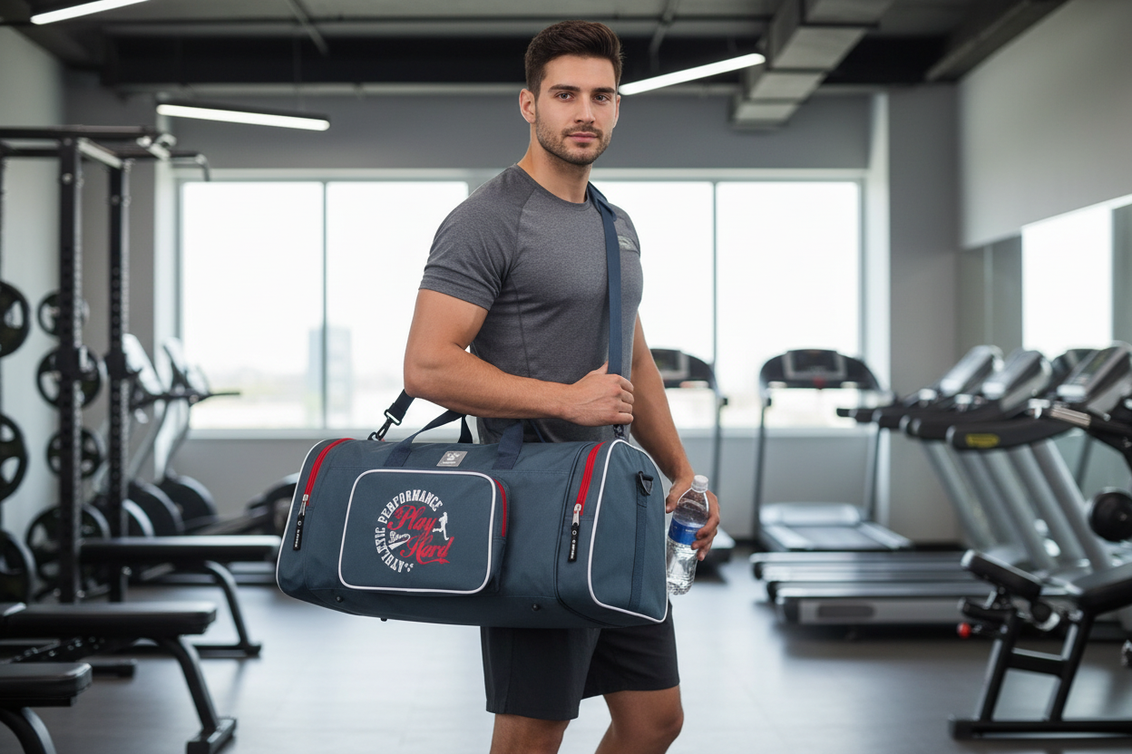 Geanta sport Kelme cu designul Play Hard, este prevazuta cu un compartiment principal, spatios, care se inchide cu fermoar si trei buzunare exterioare.