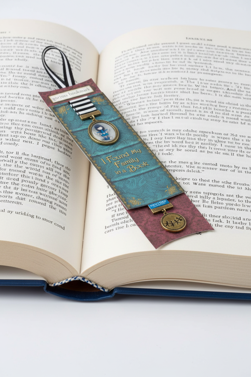 Semn carte textil Santoro Gorjuss - Family in a book