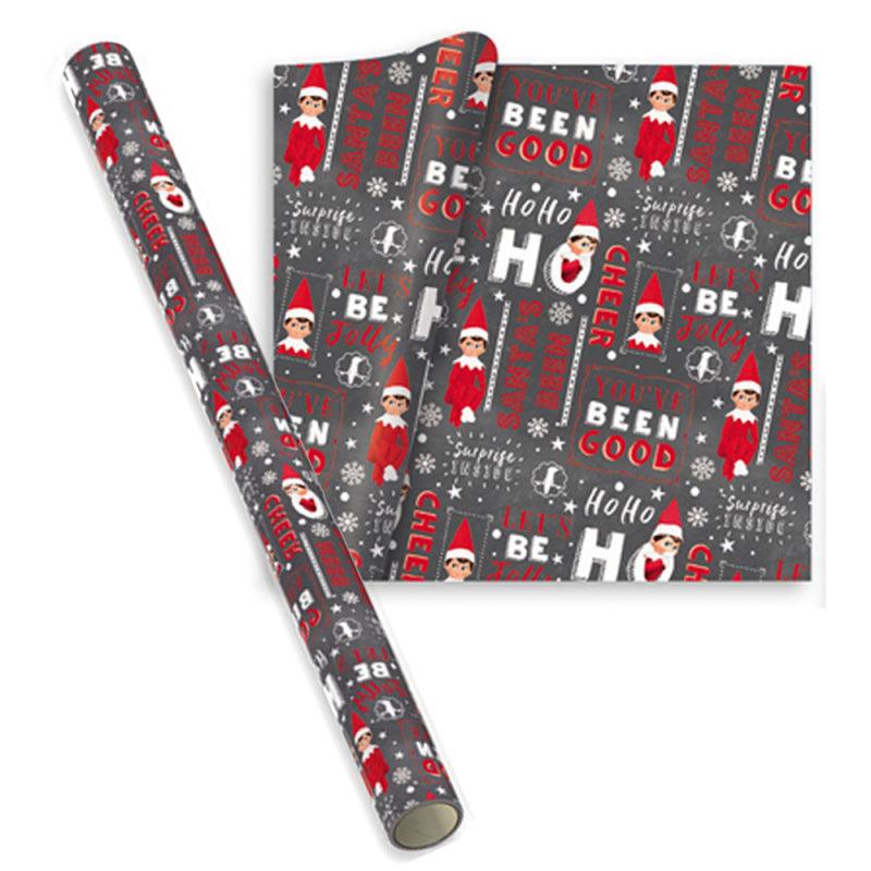 Hartie de impachetat gri cu Spiridusi 3 m - Nitzi.ro