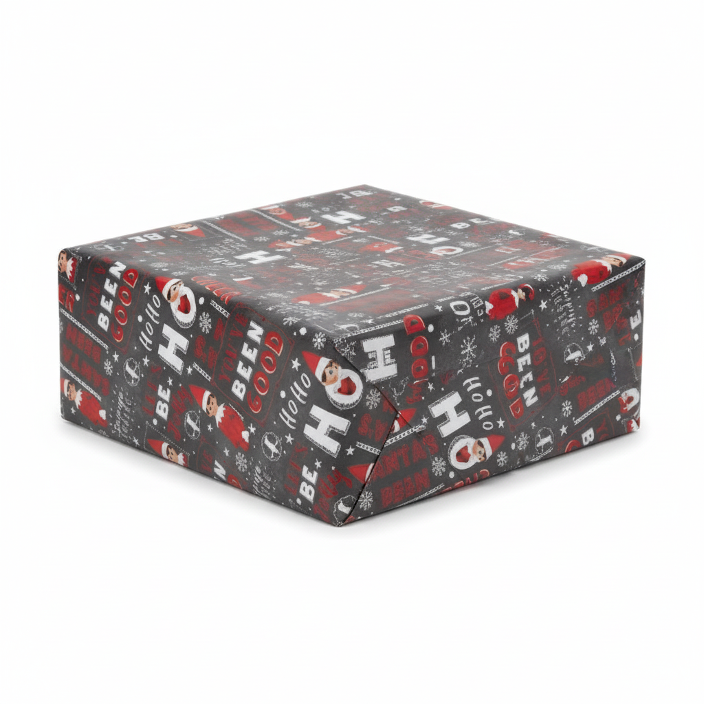 Hartie de impachetat gri cu Spiridusi 3 m - doar la Nitzi.ro