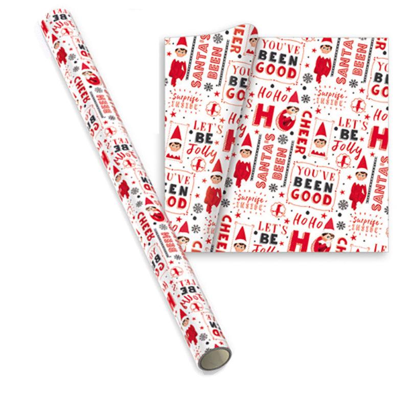 Hartie de impachetat albă cu Spiridusi 3 m - Nitzi.ro