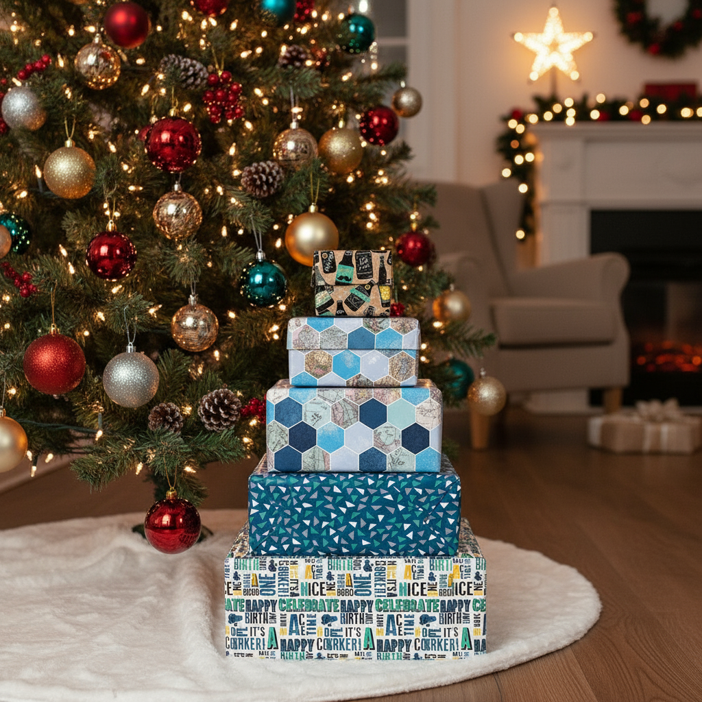 hartie de impachetat pentru Craciun, modele exclusive masculine