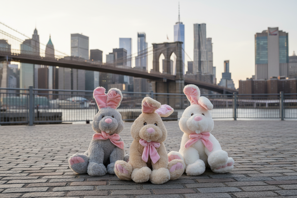 Jucărie copii Iepure de plus cafeniu cu funda 30 cm