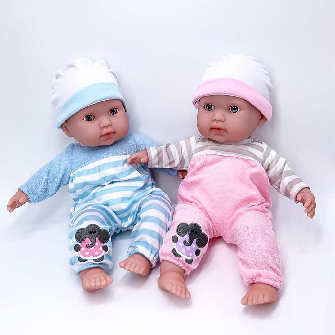 Papusa set bebe gemeni 38 cm corp moale, paturica si suzeta - Nitzi.ro