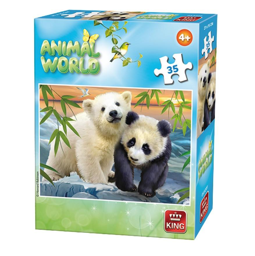 Puzzle 35 piese animale cu figurina - Nitzi.ro