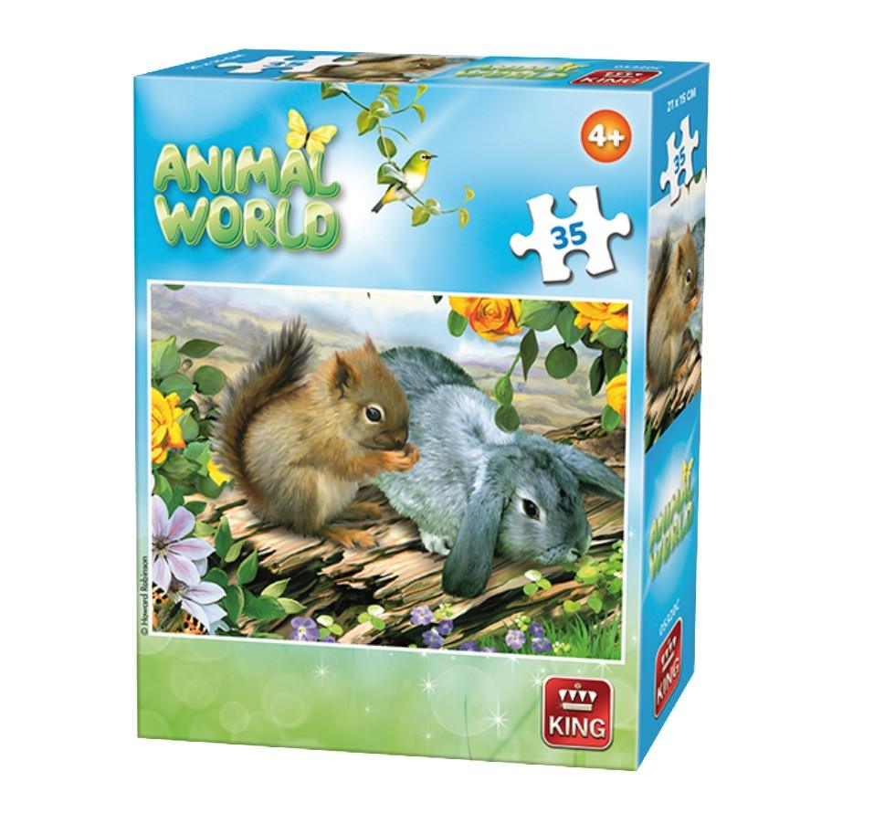 Puzzle 35 piese animale cu figurina - Nitzi.ro