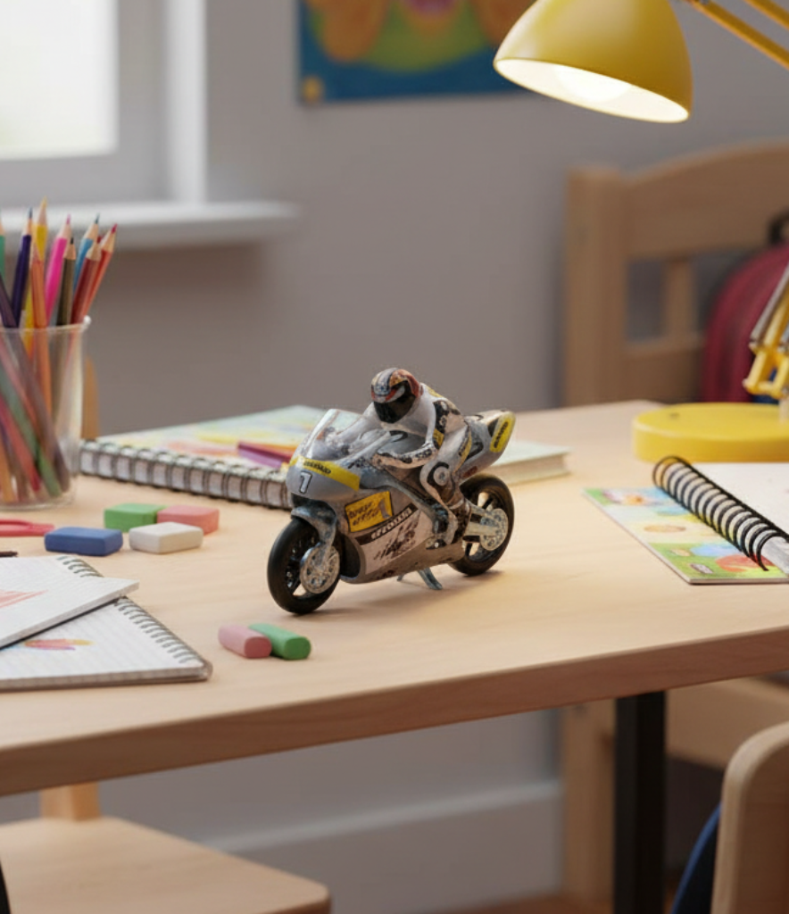 Jucarie motocicleta metalica cu pilot scara 1:22