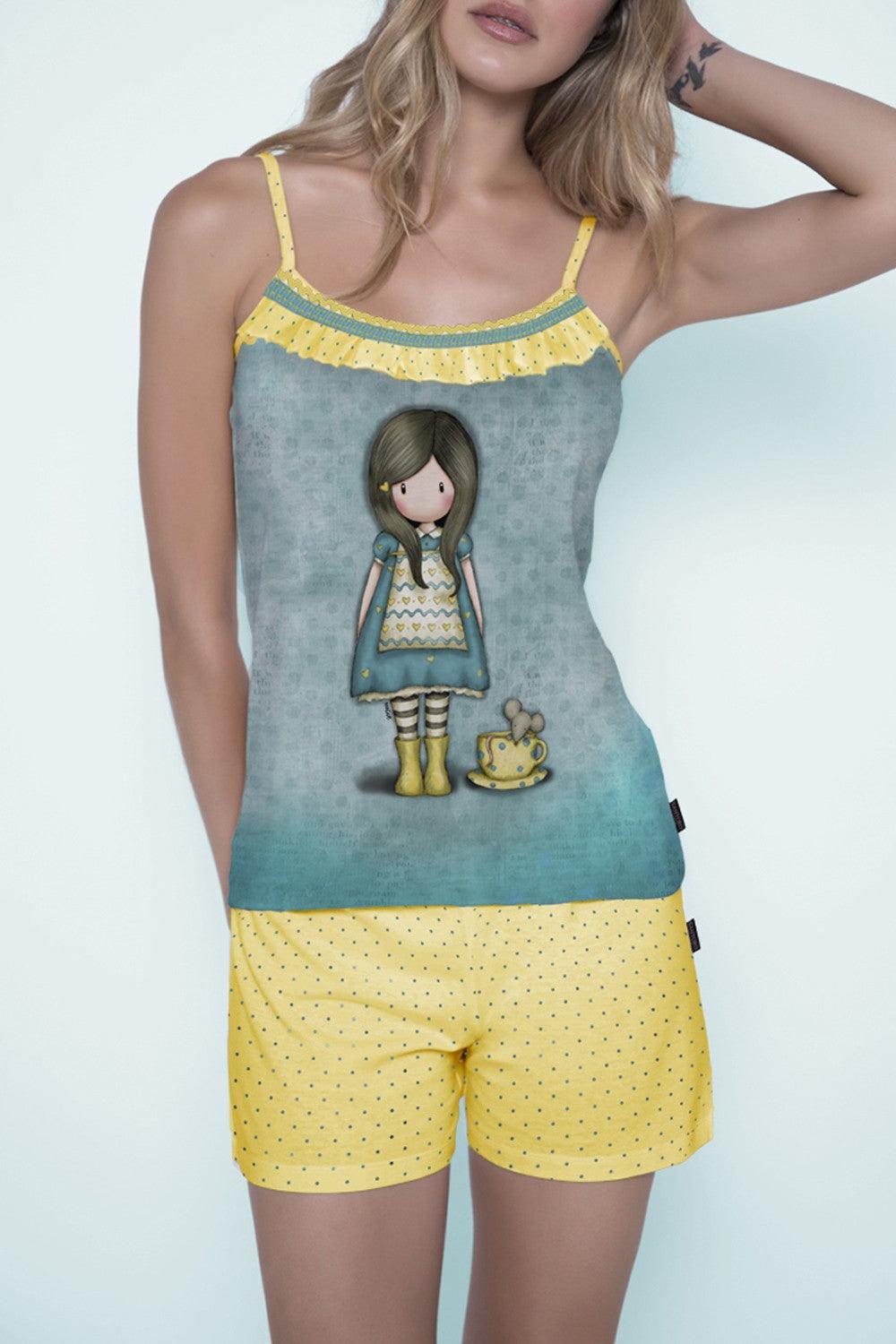 Pijama pentru dama Santoro Gorjuss The Little Friend, scurte - Nitzi.ro