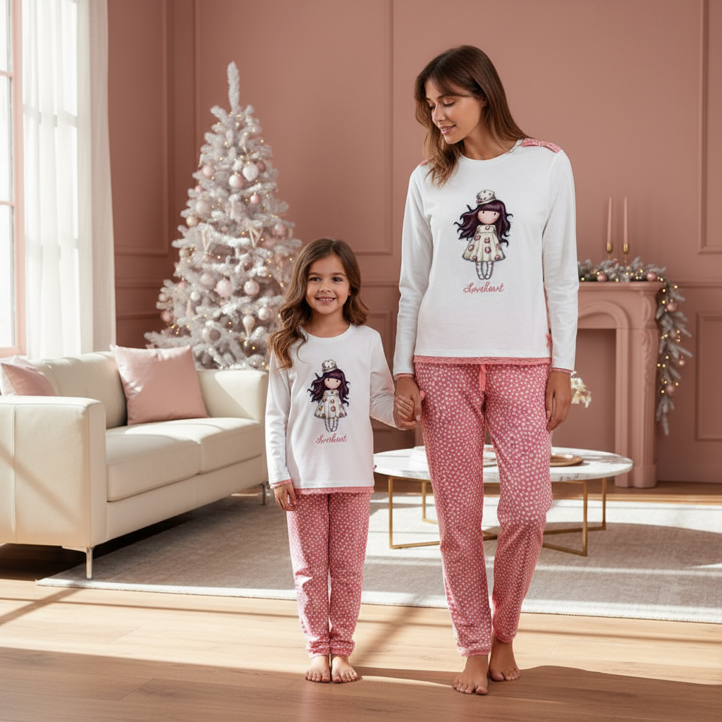 Pijamale asortate Gorjuss roz si din bumbac