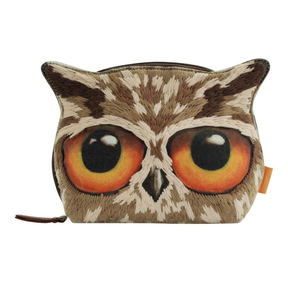 Portofel textil bufniță Book Owls broderie manuală - Nitzi.ro