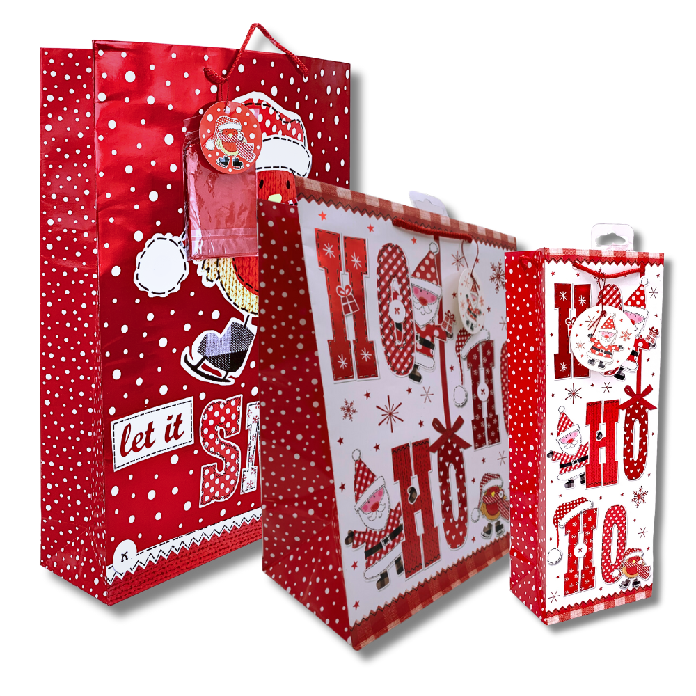 Punga iarna / Craciun cu rosu si alb Vrabiuta&Mos Craciun XL