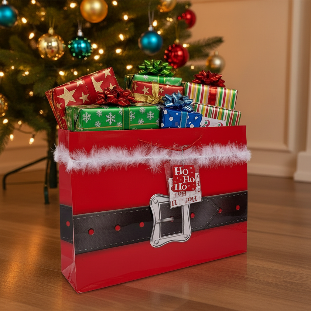 Punga pentru cadou de iarna centura lui Mos Sarbatori