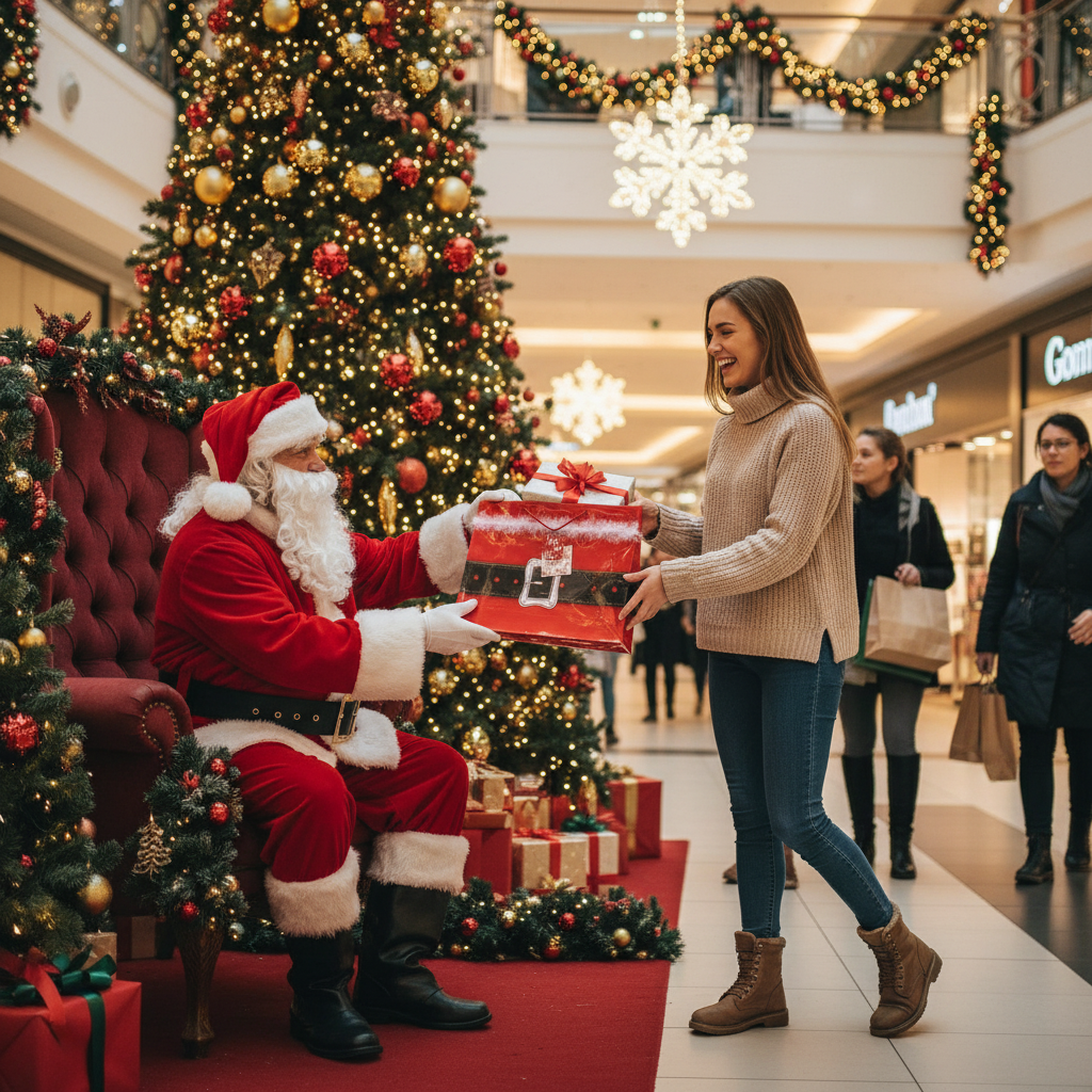 Punga pentru cadou de iarna centura lui Mos Sarbatori