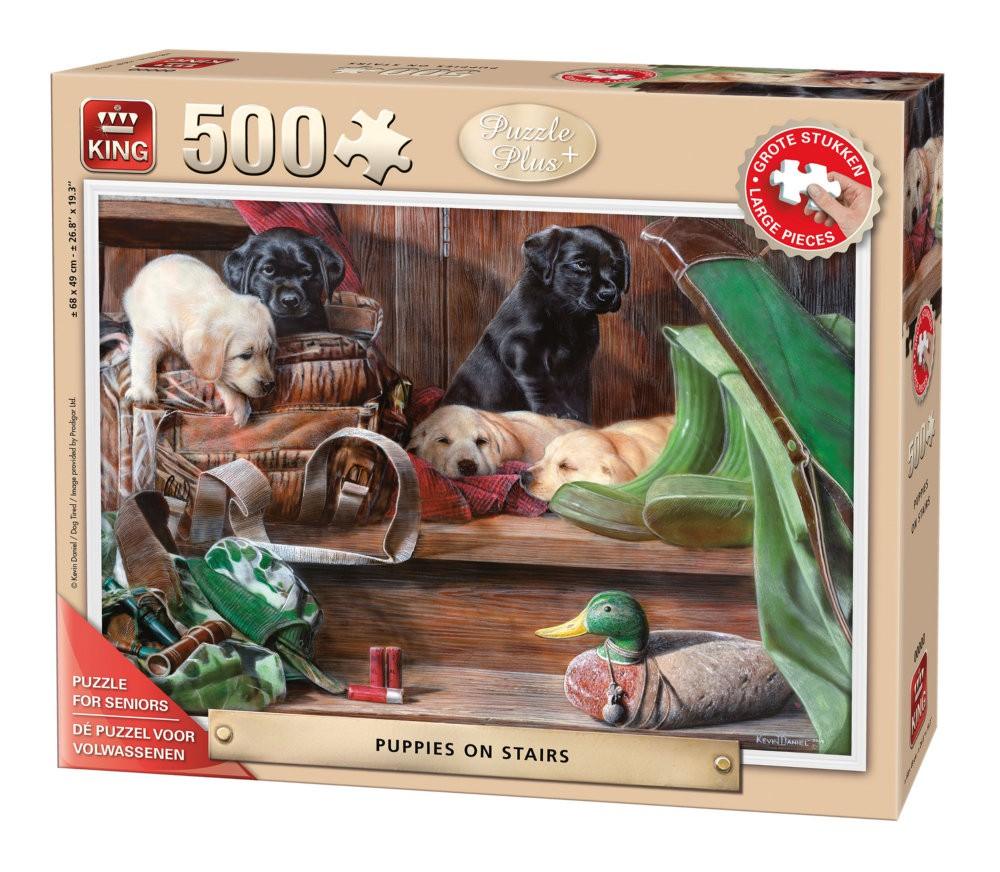 Puzzle 500 piese Puppies On The Stairs - Nitzi.ro