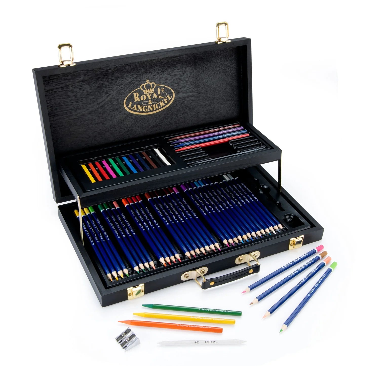Trusa pentru desen din lemn cu 59 piese - serie neagra