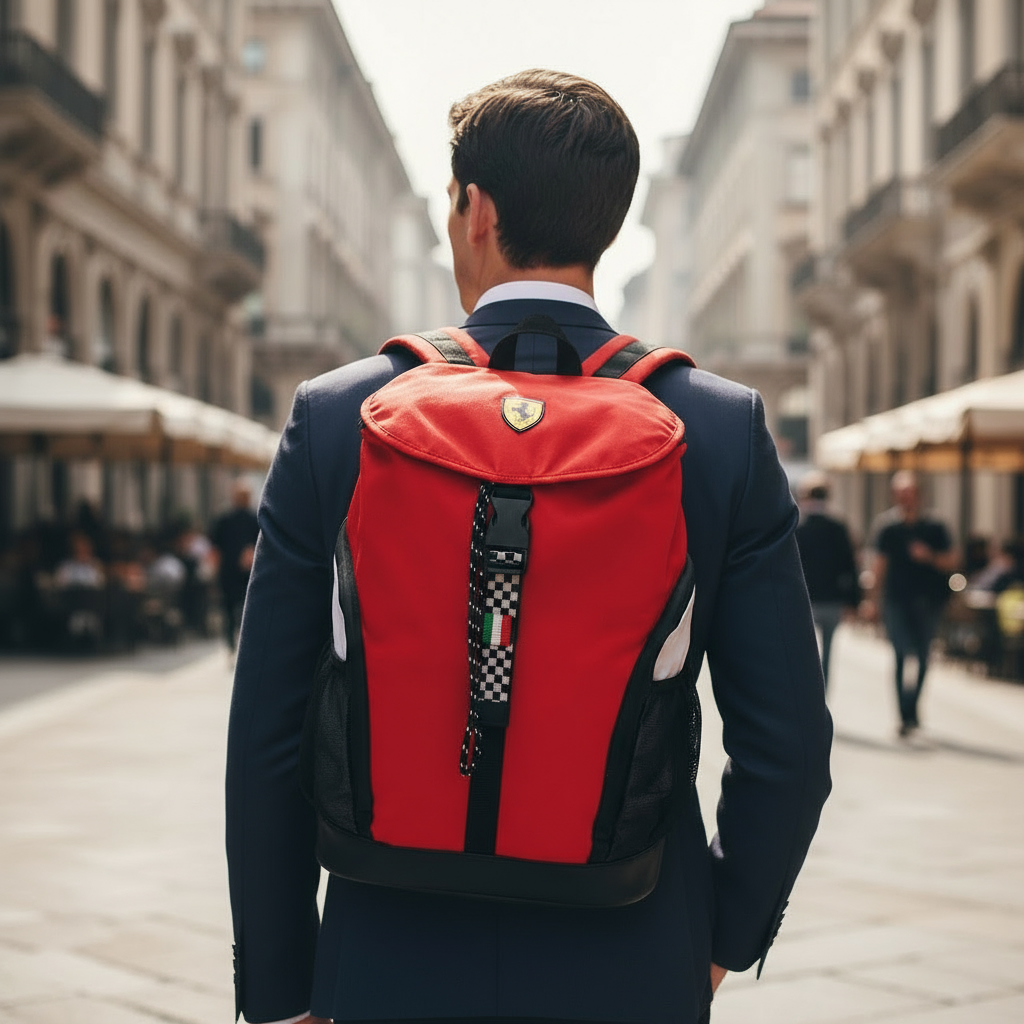 Rucsac Ferrari rosu cu clapeta