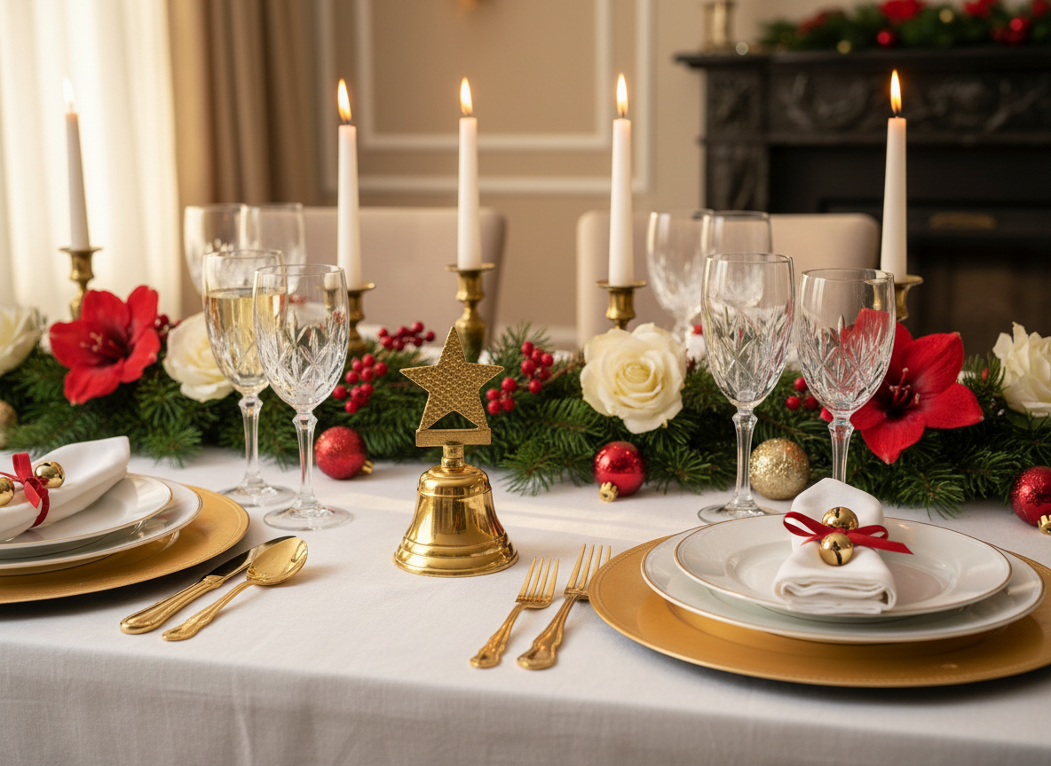 Set 2 clopotei metalici aurii cu