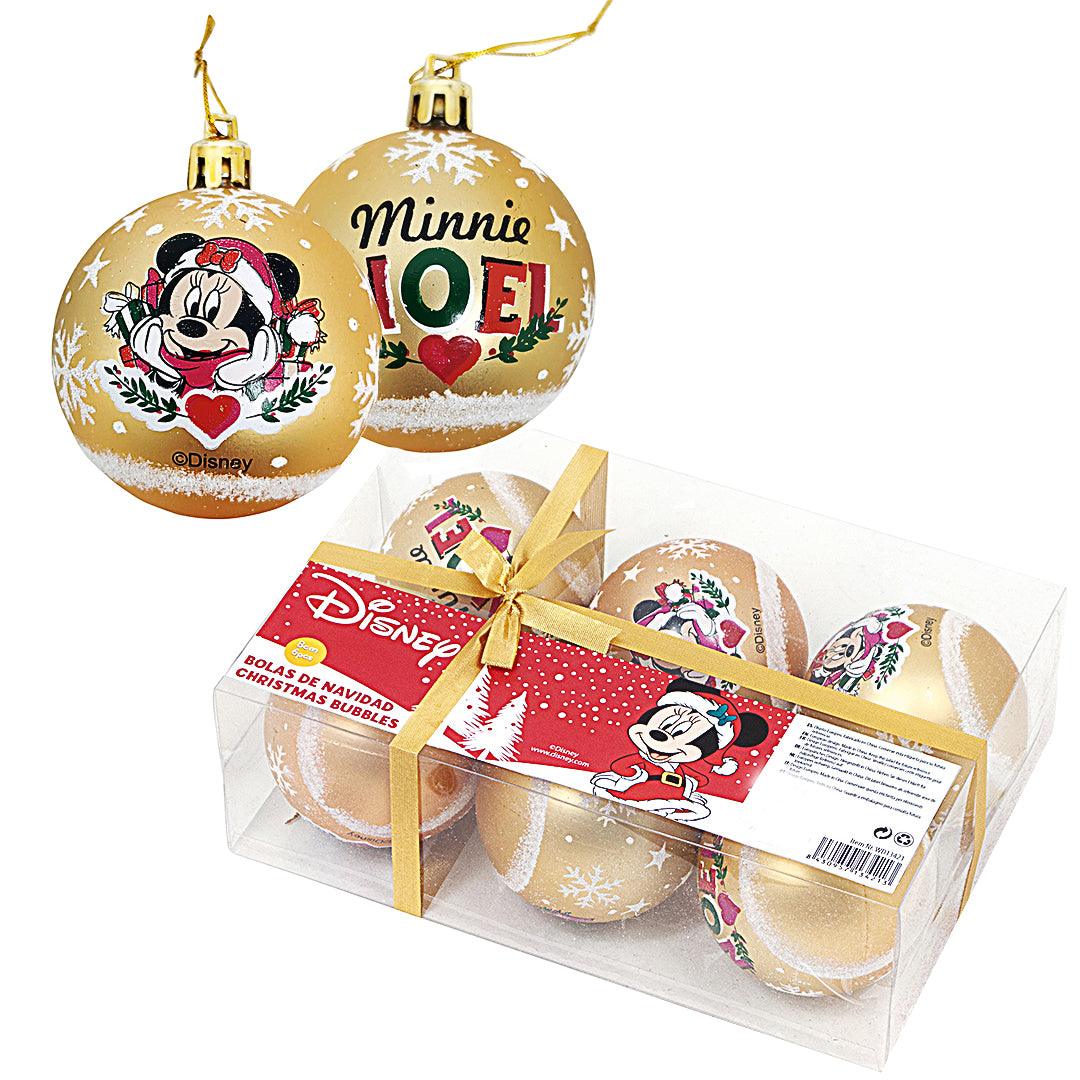 Set 6 Globuri brad, aurii, Minnie Mouse - Nitzi.ro