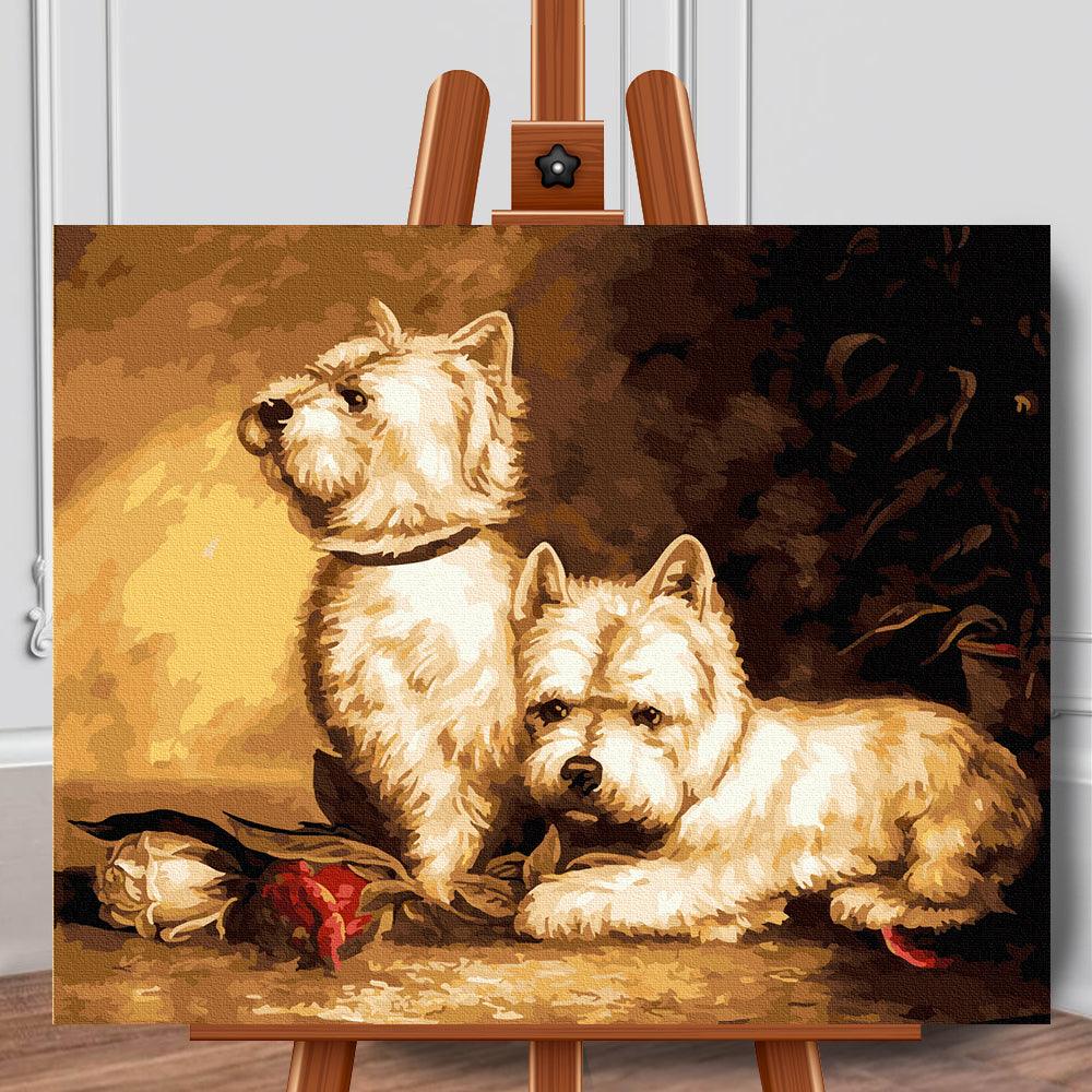 Pictura pe panza cu numere Catei Westie 40x50 cm - Nitzi.ro