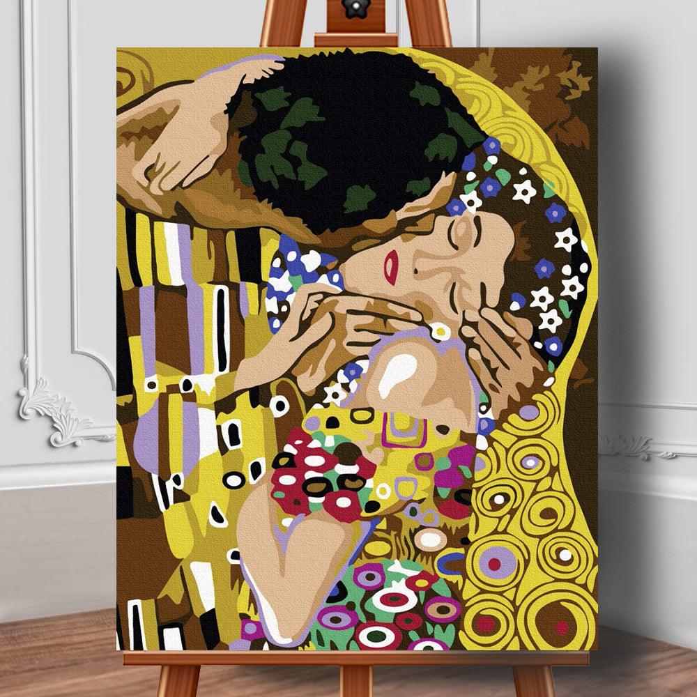 Pictura pe panza cu numere Un fragment din Sarutul Klimt 50x40 cm - Nitzi.ro