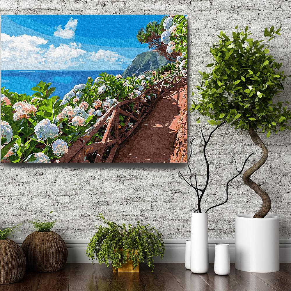 Pictura pe panza cu numere Vedere la ocean 40x50 cm - Nitzi.ro
