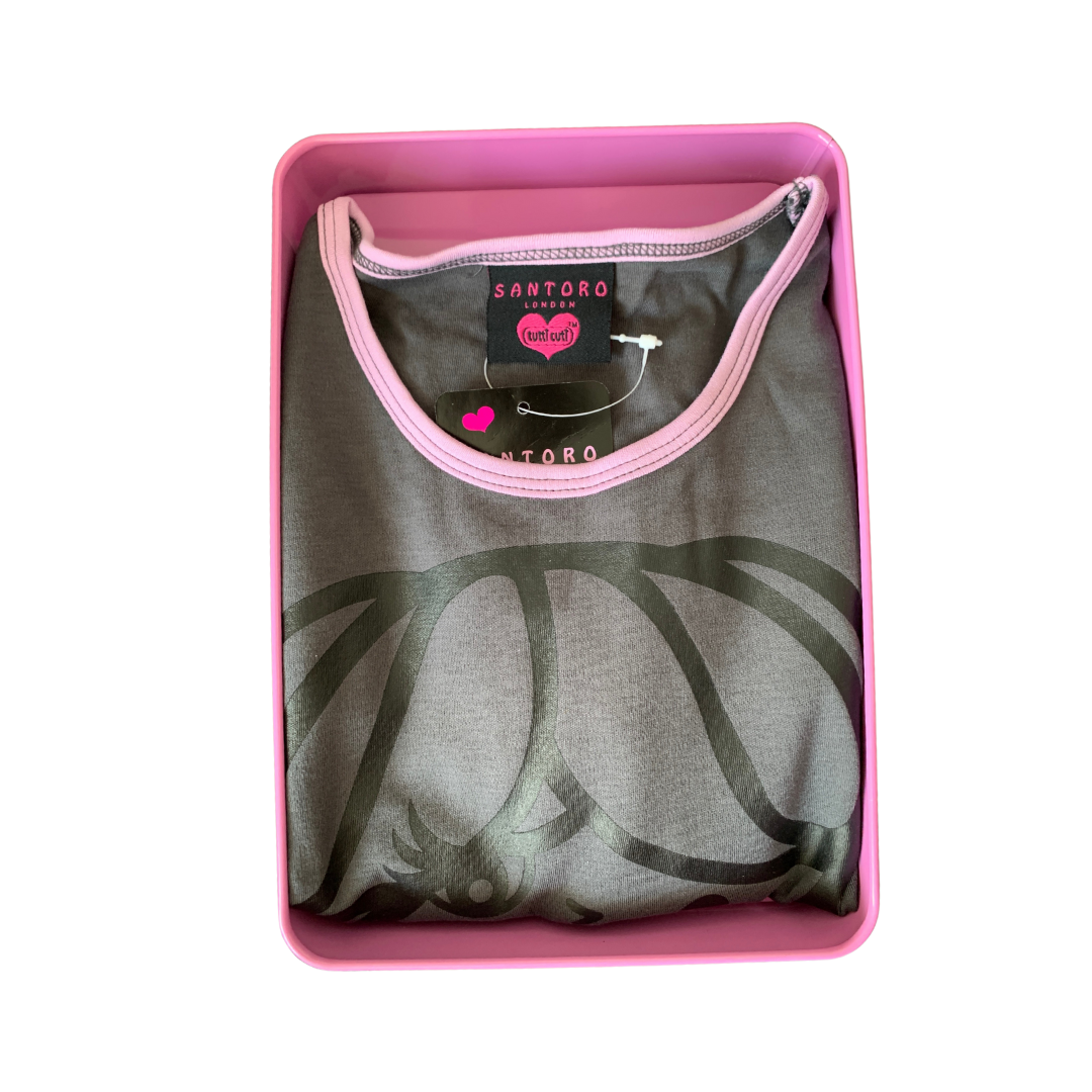 Tricou gri inchis cu maneci roz Tutti Cuti 8-12 ani