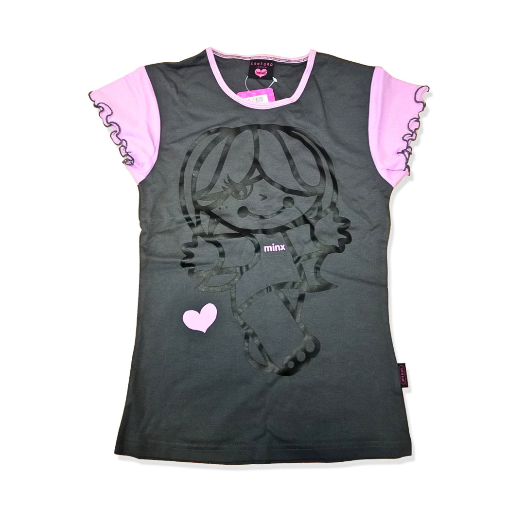 Tricou gri inchis cu maneci roz Tutti Cuti 8-12 ani