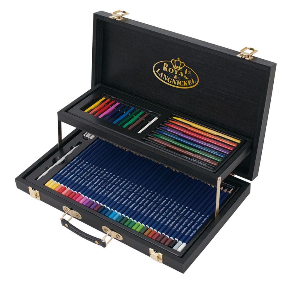 Trusa pentru desen din lemn cu 59 piese - serie neagra - Nitzi.ro