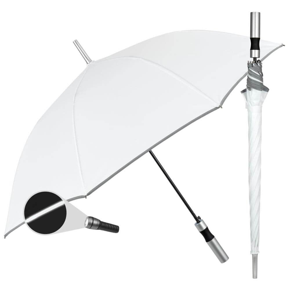 Umbrela automata alba cu banda reflectorizanta - Nitzi.ro