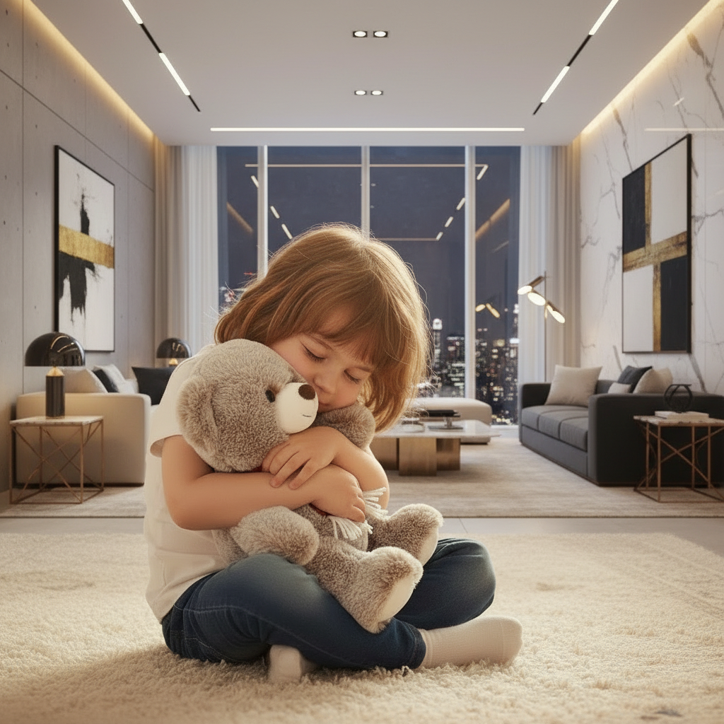 Ursulet din plus maron cu fular 24 cm