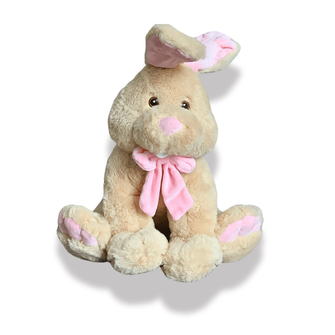 Jucărie copii Iepure de plus cafeniu cu funda 30 cm