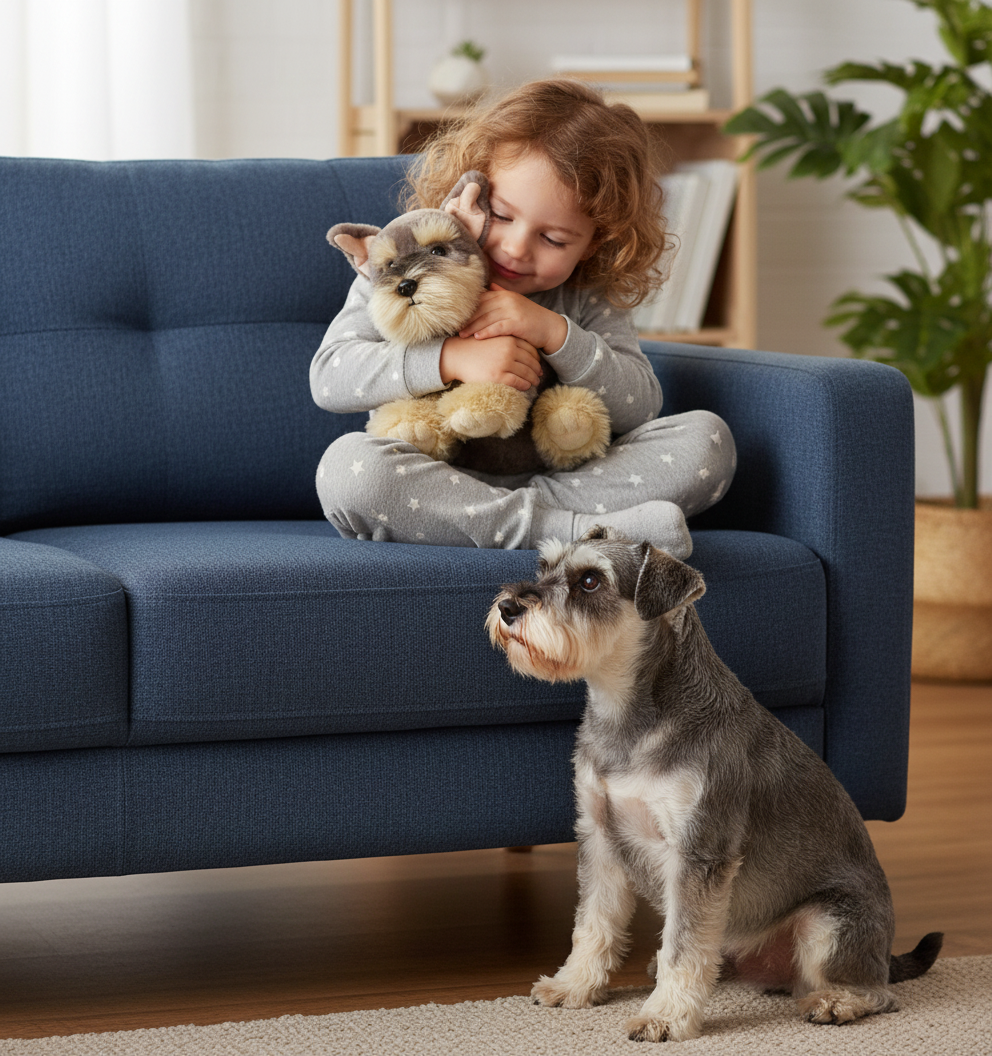 Jucărie copii cățel din pluș Schnauzer Hugo 25 cm