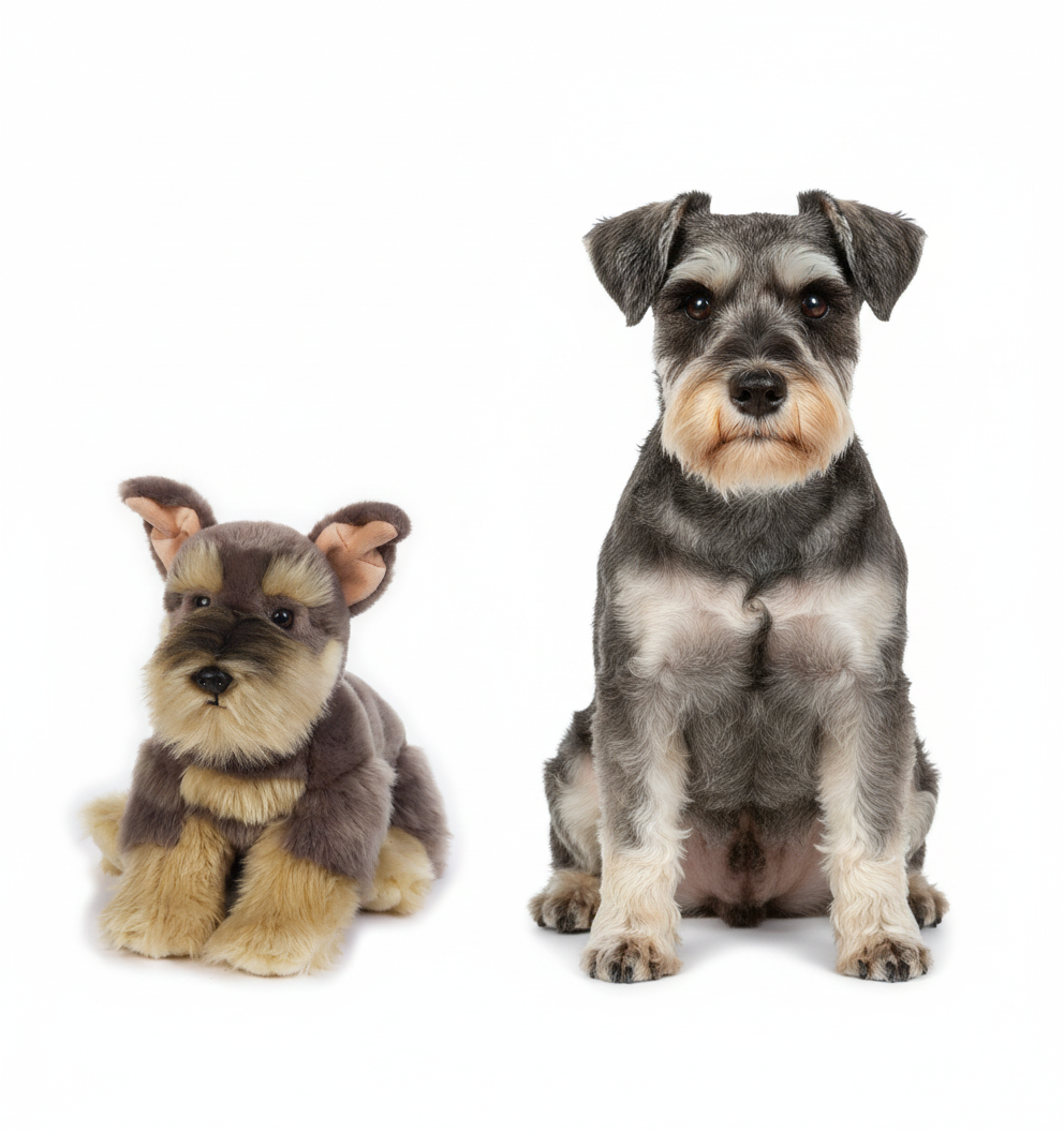 Jucărie copii cățel din pluș Schnauzer 25 cm -