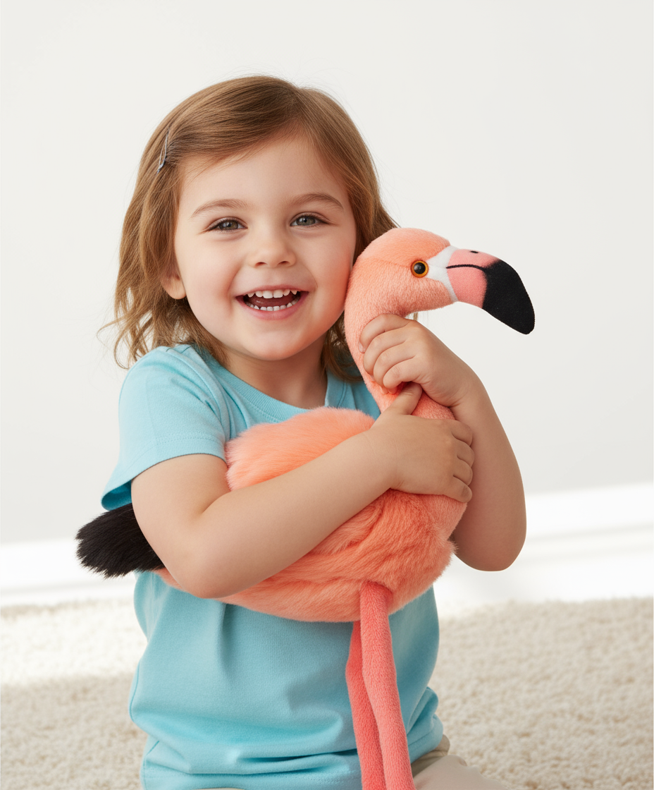 Jucărie Flamingo de pluș roz Lelly 36 cm, ediție limitată, ideală pentru copii.