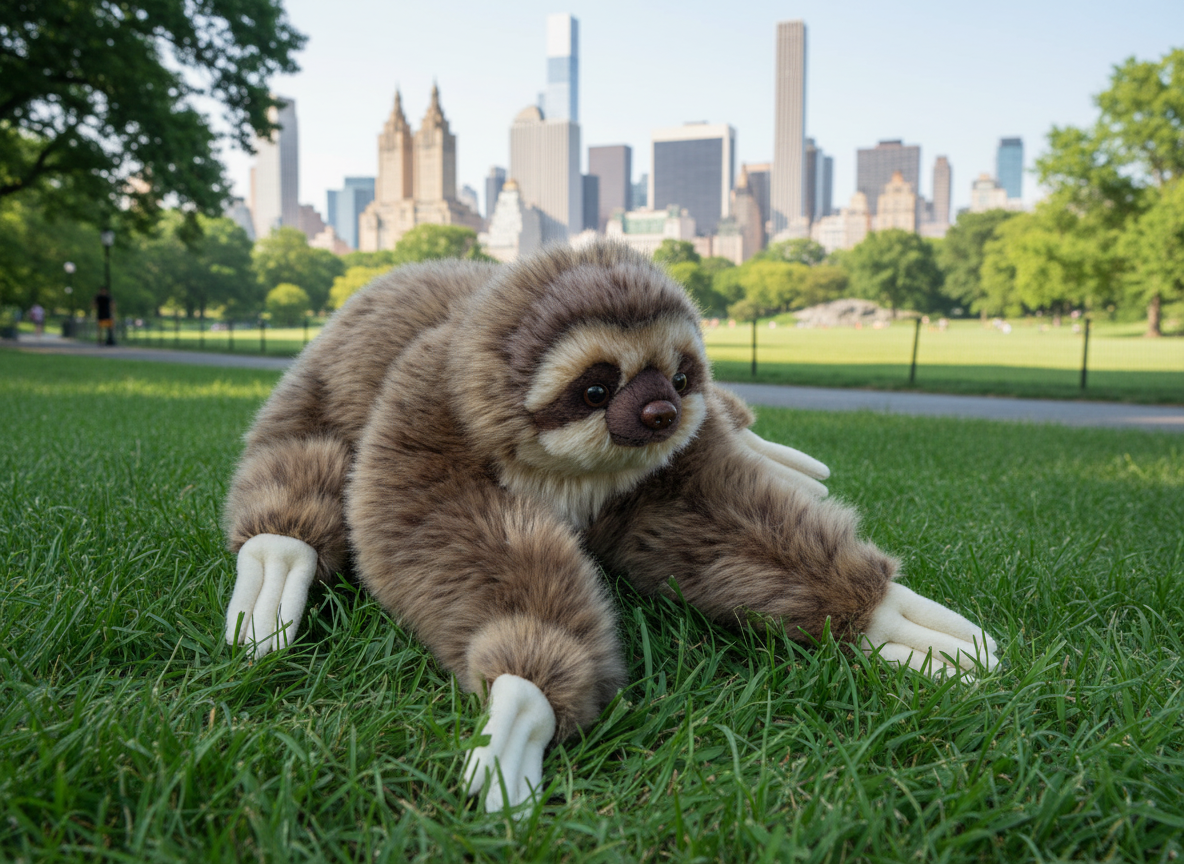 Leneș de pluș pufos, 30 cm, jucărie drăgălașă din colecția Lelly, in Central Park New York