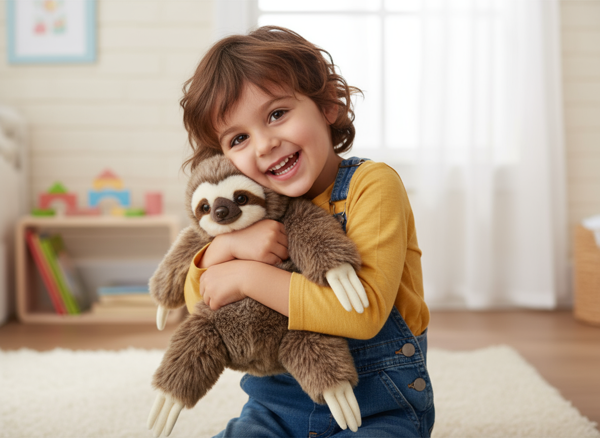 Leneș de pluș realist 30 cm, jucărie adorabilă pentru copii și colecționari.