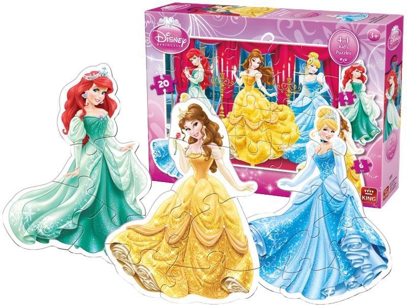 Puzzle 4 in 1 profilat Princess (4,6,9,20 piese)