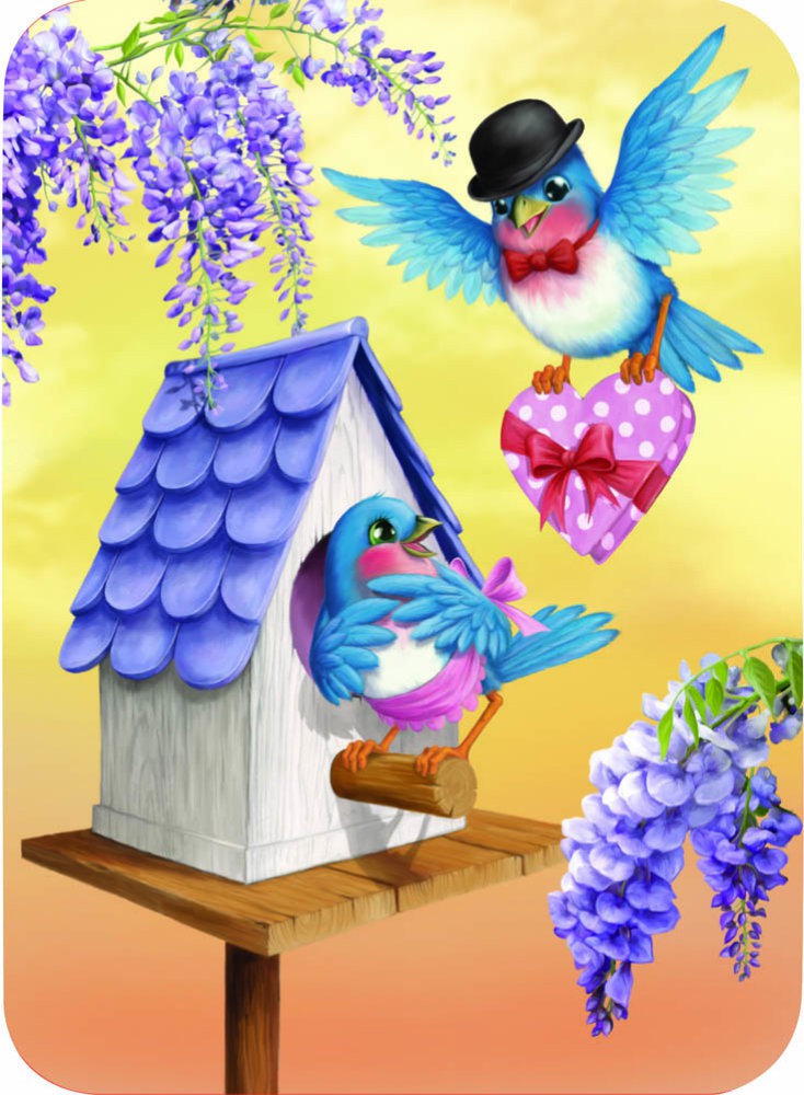 Felicitare Eclectic-Blue Birds