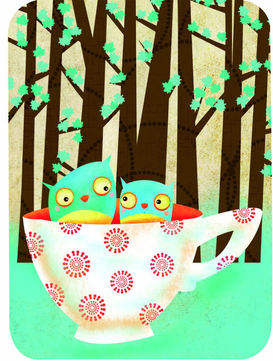 Felicitare Eclectic Cup Of Owls