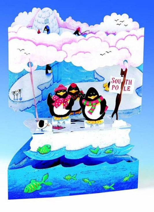 Felicitare de iarna 3D Swing Cards - Pinguini - Nitzi.ro