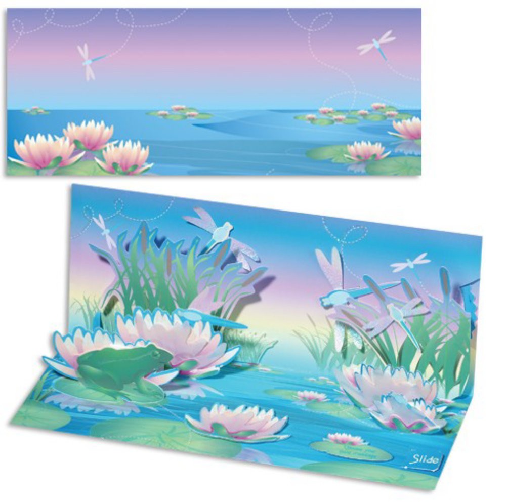 Felicitare 3D Panoramics - Nuferi si libelule