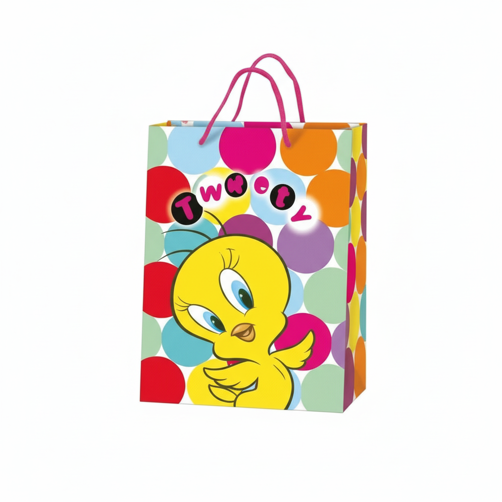 Punga medie cu imprimeu Tweety – flori, buline, dungi colorate