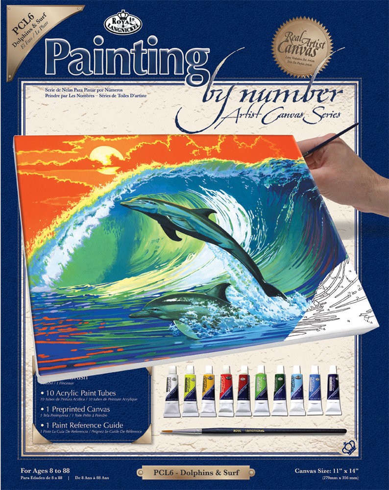 Set pictura pe panza 28x36x25 - Delfini