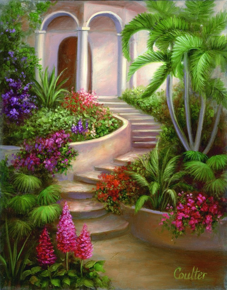 Set pictura artistica pe panza - Gradina tropicala