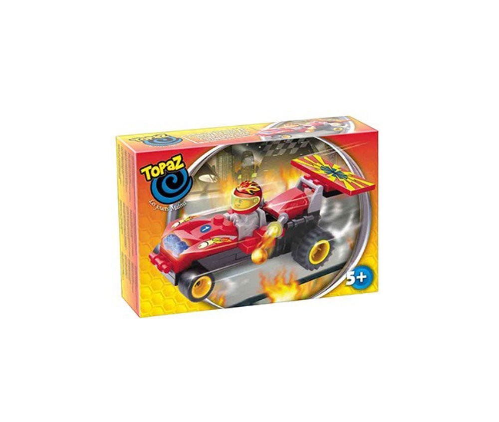 Set de construit tip lego-Masina de curse rosie-40 piese