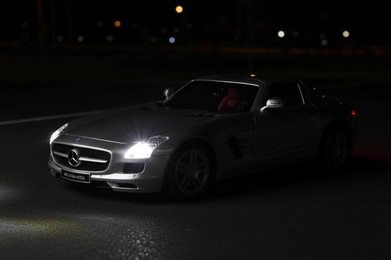Mașină Mercedes gri SLS AMG cu Radiocomandă – Scara 1:16
