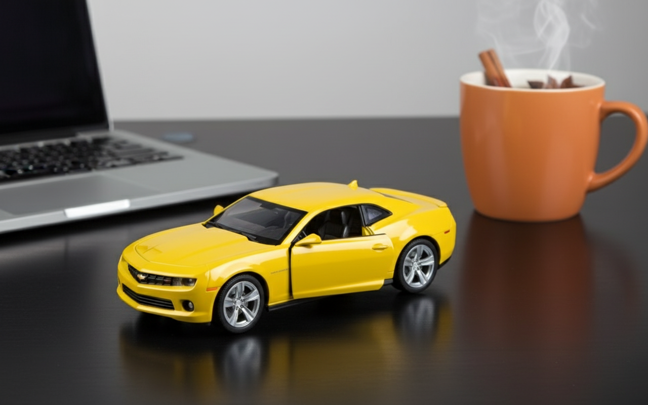  Mașinuța Diecast Chevrolet Camaro, un model detaliat și elegant care va aduce un plus de distracție și realism jocurilor de mașini. 