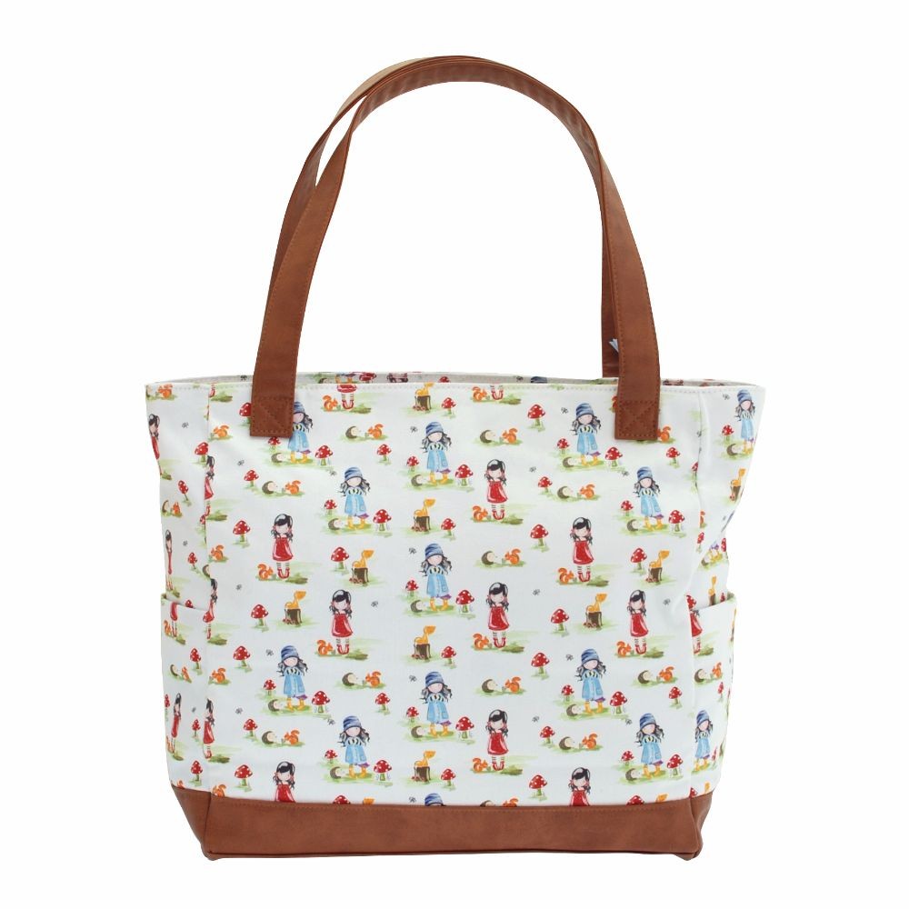 Geanta Gorjuss cu manere maro Pastel Toadstools