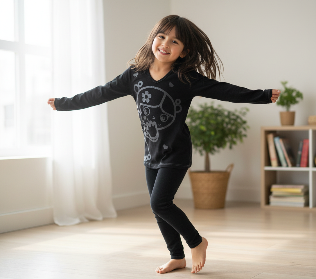 Bluză neagră cu design Tutti Cuti –  pentru 8-14 Ani