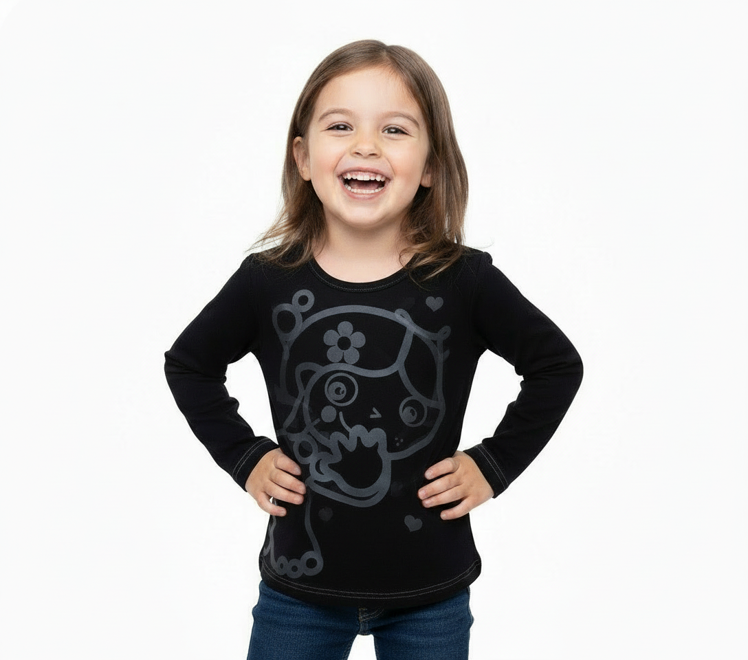 Bluză neagră cu design discret Tutti Cuti – stil și confort pentru 8-14 Ani